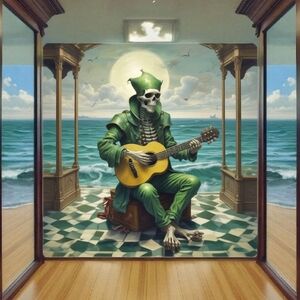 Skeleton Playing Guitar Print